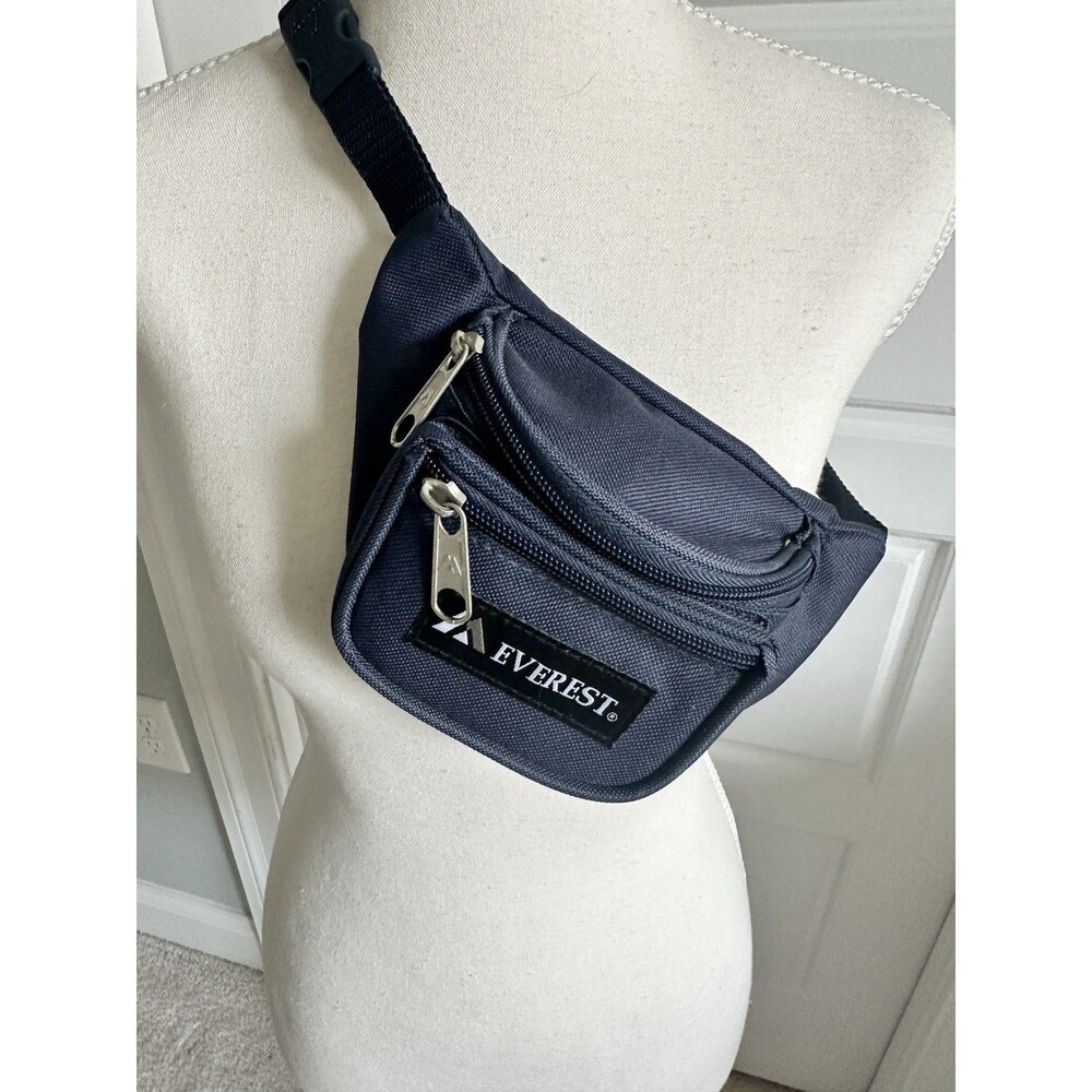 Everest Signature Mini Waist Fanny Festival Hiking Pack Blue Triple Pocket-VTG - Picture 2 of 9